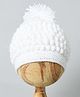 Funkrafts Pom Pom Detail Handmade Woollen Cap - White-  Diameter 39 Cms