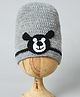 Funkrafts Bear Applique Detail Handmade Woollen Cap - Grey
