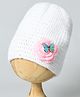 Funkrafts Butterfly And Flower Applique Detail Handmade Woollen Cap - White-  Diameter 31 Cms