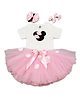 TINY MINY MEE Short Sleeves Premium Mouse Bodysuit And Skirt & Headband Set-Pink