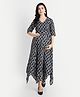 MoMoms Three Fourth Sleeves Paisley Printed Poncho Style  Maternity & Nursing  Maxi Dress - Navy Blue
