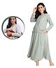 MoMoms Full Sleeves Pleated Overlapped Nursing Covered Meternity  Fit And Flair Dress - Ice Blue