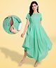 MoMoms Half Sleeves Striped Asymmetric Style Maternity & Nursing Fit And Flair Dress - Bright Green