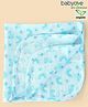 Babyoye 100% Organic Cotton Muslin with Eco Jiva Finish Face & Hand Towel Cars Print - Blue