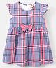 Dew Drops Cotton Woven Cap Sleeves Checks Frock - Peach & Purple