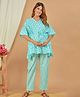 Sevyastore 100% Cotton Aadikeshav Printed Maternity Loungewear Set - Nursing Kaftan Top And Pyajama Set - Sky Blue
