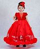 Li&Li BOUTIQUE Short Sleeves Velvet Party Wear Gown With Detachable Net Skirt - Red