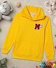 Zion Full Sleeves A Alphabet Terry Fur Applique Hooded Sweatshirt - Yellow