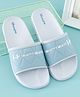 Honeyhap Slip on Sliders with Text Graphics - Light Blue