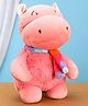 Mirada Plush Hippo With Scarf Soft Toy Coral - Height 25 cm