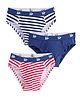 Honeyhap Premium Cotton Elastane Briefs With Silvadur Anti Microbial Finish Striped & Ball Print Pack of 5- Navy Racing Red & Grey Melange