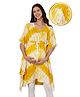 Zelena Half Sleeves Tiny Pom Pom Detail Tie & Dyed Feeding Kaftan Style Maternity Kurta - Yellow