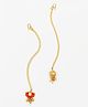 Lime By Manika Set Of 2 Lotus & Bead Embellished Maang Teekas - Red & Golden