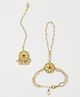 Lime By Manika Set Of Kundan & Meenakari Haath Phool & Maang Teeka - Green & Pink