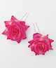 Lime By Manika Set Of 2 Shaded Rose Applique Embellished Bun Pins - Pink