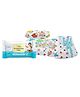 SuperBottoms Dry Feel Organic Size Cotton Langot Pack of 6 and XtraHydrating Wipes - White Blue