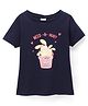 Simply Cotton Sinker Half Sleeves Top Bunny Print - Navy Blue