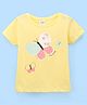 Simply Cotton Sinker Half Sleeves Top Butterfly Print - Yellow