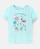 Simply Cotton Sinker Half Sleeves Top Playground Print - Blue