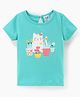Simply Cotton Sinker Half Sleeves T- Shirt Kitty Print - Sky Blue