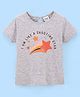 Simply Cotton Sinker Half Sleeves Top Star Print - Grey