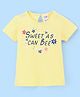 Simply Cotton Sinker Half Sleeves Top Text Print - Yellow