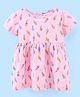 Simply Premium Cotton Half Sleeves Frock Ice Cream Print - Pink