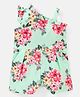 Simply Premium Cotton Half Frill Cap Sleeves Jumpsuits Floral Print - Green