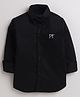 Polka Tots Full Sleeve Placement Embroidered Reverse Collar Placket Shirt With Bow Tie  - Black