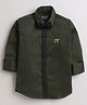 Polka Tots Full Sleeve Placement Embroidered Reverse Collar Placket Shirt With Bow Tie  - Green
