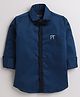 Polka Tots Full Sleeve Party Wear Reverse Collar Placket With Bow T-Shirt - Blue
