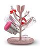 LuvLap Baby Bottle Drying Rack, 360° Rotatable, High Capacity, Compact & Portable with Nipple Holder (Pink)