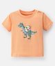 Bonfino 100% Cotton Knit Half Sleeves T-Shirt Dino Print - Orange
