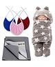 BRANDONN New Born Baby Gift Set Combo Pack for Baby Boys and Baby Girls Pack of 5 Pcs - Multicolour