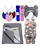 BRANDONN New Born Baby Gift Set Combo Pack for Baby Boys and Baby Girls Pack of 8 - Grey