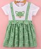Mark & Mia Knitted Half Sleeves Frock Fox Print- Green