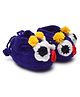 MayRa Knits Hand Knitted Animal Face Design Detailed Booties - Blue