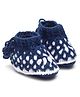 MayRa Knits Hand Knitted Woven Design Detailed Booties - Blue