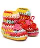 MayRa Knits Hand Knitted Woven Design Detailed Booties - Multi Colour