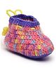 MayRa Knits Hand Knitted Booties - Pink & Multi Colour