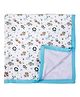 My Milestones Muslin Blanket 4 Layered (43x43 Inches) Zoo Print - Blue