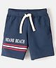 Lazy Bones Cotton Knee Length Shorts Text Print - Steel Blue