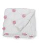 haus & kinder 100% Pure Cotton Knitted Pom Pom Blanket - Pink