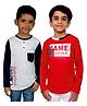 3PIN Pack Of 2 Full Sleeves Graphic Printed And Self Designed T-Shirts - White & Red