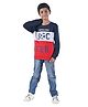 3Pin Full Sleeves Soccer Ball Graphic Printed Sweatshirt - Navy Blue