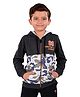 3Pin Full Sleeves Legend Series Graphic Printed Hooded Sweatshirt - Black