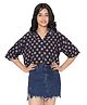 TeenTrums Half Sleeves All Over Polka Dot Printed Short Style Top - Black
