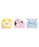 MOMISY 3 Piece Small Cartoon Design Baby Cotton Cap for Newborn Baby Boys and Girls-Cat Yellow, Mickey Pink, Panda Blue