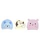 MOMISY 3 Piece Small Cartoon Design Baby Cotton Cap Cat Blue Mickey Light Yellow Panda Pink - Multicolour