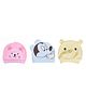 MOMISY 3 Piece Small Cartoon Design Baby Cotton Cap Cat Pink Mickey Blue Panda Light Yellow- Multicolour